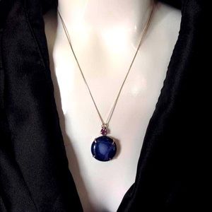 Hold for Erica - sterling  Silver blue druzy gemstone pendant .925
